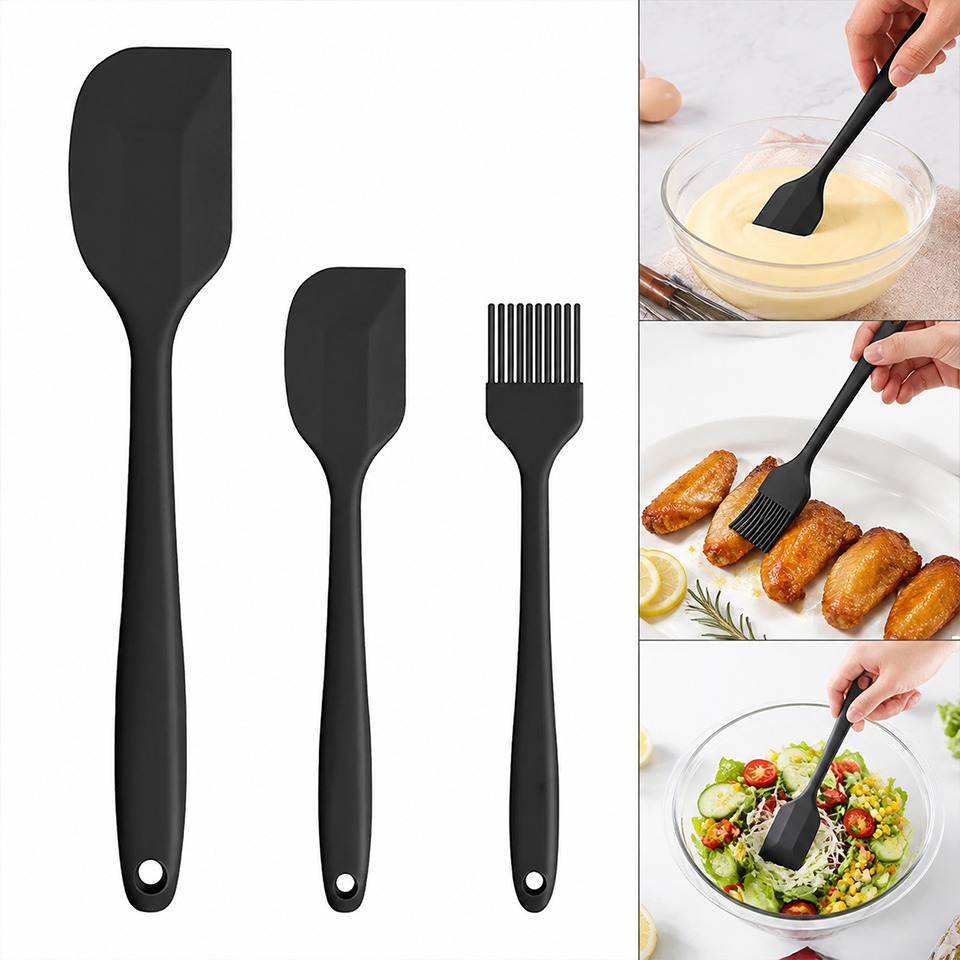 Bread Baking Kitchen Utensils - Набор из 3 силиконовых лопаток: антипригарные